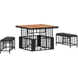  Vrtni set za objed 3 pcs Crna i Siva Poli Ratan i Drvo Akacije | Eponuda.com
