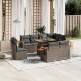 Maison Chic Seti vrtnega pohištva - Vrtna garnitura - Vrtni pohištvo set 9-delna z blazinami siv poli ratan, (21797281) | Shoptok.si
