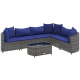 The Living Store Vrtna sedežna garnitura 7-delna z blazinami siv poli ratan - Vrtna Sedežna Garnitura, (21625560) | Shoptok.si