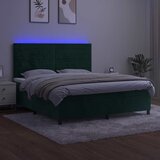  Krevet box spring s madracem LED tamnozeleni 160x200 cm baršun | shoptok.hr