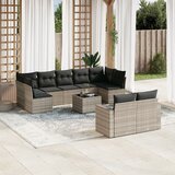 vidaXL 10-dijelni set vrtnih sofa poliratan s jastucima svijetlosivi | shoptok.hr
