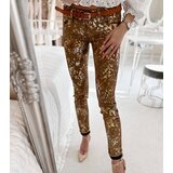 Gemre Beige Trousers in Golden Leopard Print Lévesque | Shoptok.si