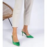 Gemre Green satin slingback pumps with rhinestones Mrozzi | Shoptok.si