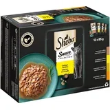 pakiranje Sheba različice v vrečkah za ohranjanje svežine 48 x 85 g - Sauce Collection (raca; piščanec; perutnina; puran)