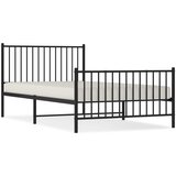 The Living Store Kovinski posteljni okvir z vzglavjem in vznožjem črn 107x203 cm - Posteljni Okvir, (21531585) | Shoptok.si