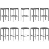  11-dijelni vrtni barski set od poliratana s jastucima sivi | shoptok.hr