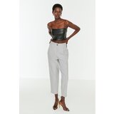 Trendyol Gray Carrot High Waist Polyviscon Woven Trousers Cene