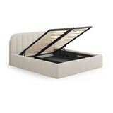 Windsor & Co Sofas Bež oblazinjena zakonska postelja s prostorom za shranjevanje z letvenim dnom 200x200 cm Juno – | Shoptok.si