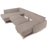 Bonami Selection Smeđe-siva sklopiva/s prostorom za odlaganje kutna garnitura od samta (s lijevim kutom/u obliku slova "U") Tori – | shoptok.hr