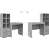vidaXL Miza s shranjevanjem Siva Sonoma Inženirski les | Shoptok.si