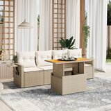 vidaXL 5-dijelni vrtni set sofa s jastucima bež od poliratana | shoptok.hr