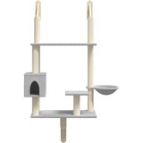  Zidna penjalica za mačke sa stupom za grebanje siva 153 cm | shoptok.hr