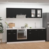 Komplet 8-dijelni set kuhinjskih ormarića crni od iverice Cijene