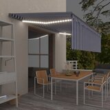 vidaXL Avtomatska tenda s senčilom LED + senzor 5x3 m modra in bela Cene
