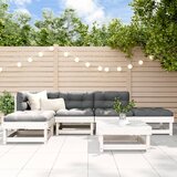Maison Chic Seti vrtnega pohištva - Vrtna garnitura - Vrtni pohištvo set 6-delna z blazinami bela trdna borovina, (21813605) | Shoptok.si