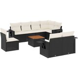 vidaXL 9-dijelni set vrtnih sofa s jastucima crni od poliratana | shoptok.hr