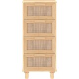  Komoda smeđa 40 x 30 x 90 cm masivna borovina i prirodni ratan | shoptok.hr
