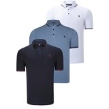 Dewberry TRIPLE SET T8586 MEN'S T-SHIRT-NAVY-WHITE-INDIGO | Shoptok.si