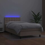  Krevet box spring i madrac LED cappuccino 80x200cm umjetna koža | shoptok.hr