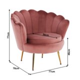 Kondela Art-deco fotelj, roza žametna tkanina/zlat krom-zlato, NOBLIN | Shoptok.si