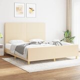 The Living Store Posteljni okvir z vzglavjem krem 180x200 cm blago - Posteljni Okvir Z Vzglavjem, (21531896) | Shoptok.si