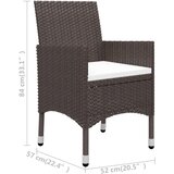  3-dijelni vrtni bistro set poliratan i kaljeno staklo smeđi | shoptok.hr
