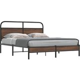 vidaXL Posteljni okvir brez vzmetnice 160x200 cm rjav hrast inž. les Cene