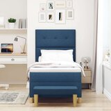  Box Spring Postelja z Blazino in Klopjo Modra 90x190 cm Tkanina, (22049546) | Shoptok.si
