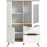 MID.YOU Visoka Komoda Stockholm, Barva Hrasta, Bela | Shoptok.si