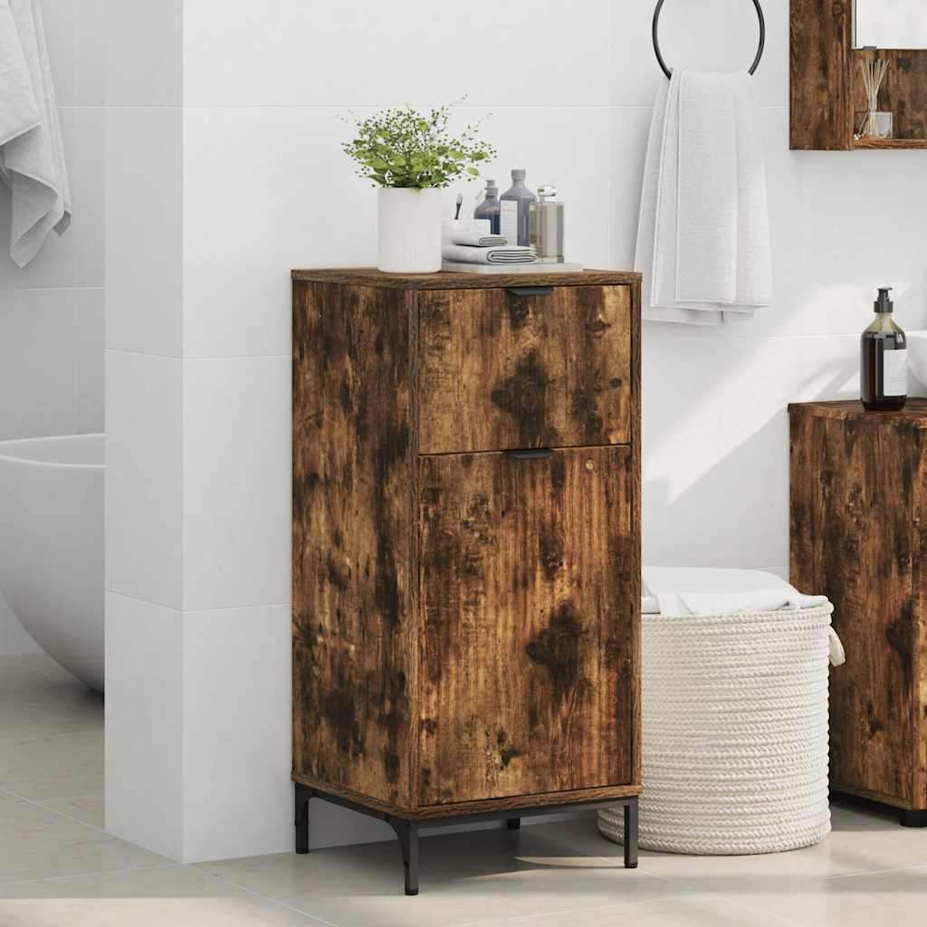 vidaXL kopalniška omarica s predalom dimljeni hrast 39.5 x 36 x 88 cm | Shoptok.si