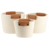 Tendance SET KOŠARICA S RUČKAMA 3/1, PAMUK/IMITACIJA KOŽE, BIJELE | shoptok.hr
