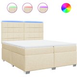  Krevet s oprugama i madracem krem 200 x 200 cm od tkanine | shoptok.hr