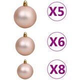  Umjetno osvijetljeno božićno drvce s kuglicama crno 120 cm PVC | shoptok.hr