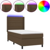  Krevet box spring s madracem LED tamnosmeđi 90x190 cm tkanina | shoptok.hr