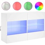 vidaXL Stenska TV omarica z LED lučkami bela 98,5x30x60,5 cm | Shoptok.si