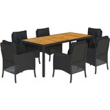  Vrtna jedilna garnitura 7-delna z blazinami črna poli ratan, (21023267) | Shoptok.si