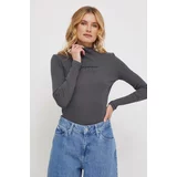 Calvin Klein Jeans Majica z dolgimi rokavi ženski, siva barva