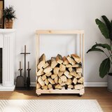 vidaXL Držalo za polena s kolesi 76,5x40x108 cm trdna borovina | Shoptok.si