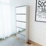 vidaXL Ormarić za Cipele 5-dijelni sa Ogledalom Bijeli 63x17x169.5 cm Cijene