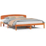 Krevet s uzglavljem Ulaštena smeđa 200x200 cm Čvrsto borovo drvo | shoptok.hr