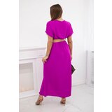 Kesi Włoski Long dress with a decorative belt dark purple | Shoptok.si