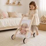 Ginger Home Drvena kolica za lutke s mekom tekstilnom ko&amp;scaron;arom, 34x46x49,5 cm Slike