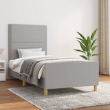 Maison Chic Posteljni okvir - Enojna postelja - Postelja za odrasle brez vzmetnice svetlo siv 80x200 cm blago-J7514, (21765753) | Shoptok.si