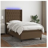  Krevet box spring s madracem LED tamnosmeđi 100x200 cm tkanina | shoptok.hr