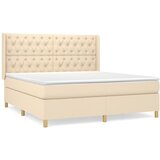 vidaXL Box spring postelja z vzmetnico krem 160x200 cm blago, (20895072) Cene
