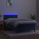  Krevet box spring s madracem LED tamnoplavi 90x200 cm baršun | shoptok.hr