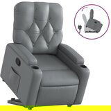 Maison Chic Naslanjač - Relax naslanjač s funkcijo vstajanja siva umetno usnje, (22040310) | Shoptok.si
