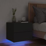 vidaXL Zidni noćni ormarić s LED svjetlima crni Cijene