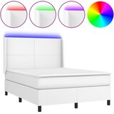  box spring s madracem LED bijeli 140x190 cm umjetna koža | Eponuda.com