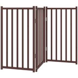 vidaXL Vrata za pse zložljiva 3 paneli rjava 150 cm topolovina | Shoptok.si